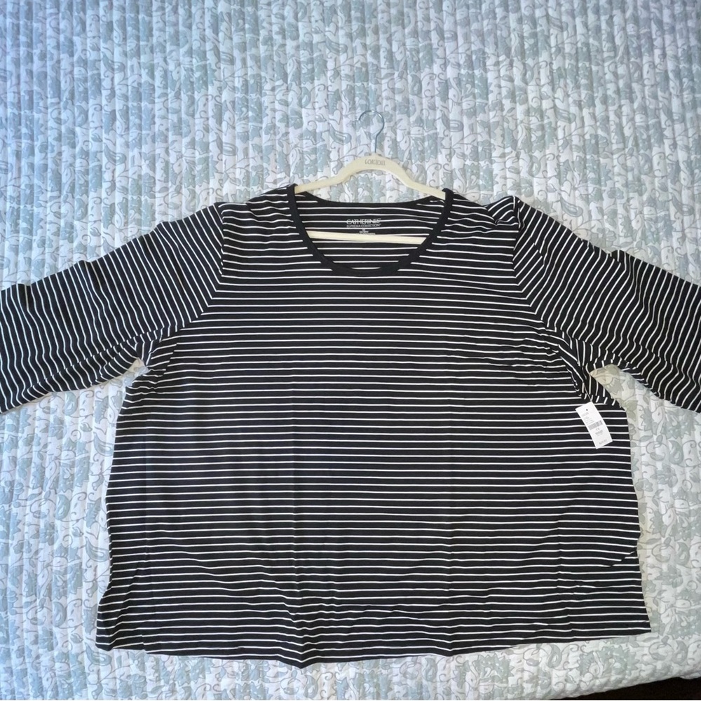 Black and White Striped Long Sleeve Top